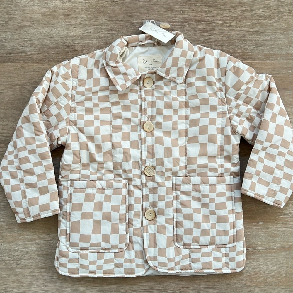 Rylee + Cru Noelle Wave Checkered Girl Jacket 6-7 years